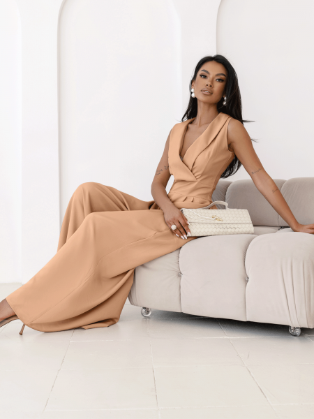 Kombinezon z szerokimi nogawkami ORMAN - cappuccino