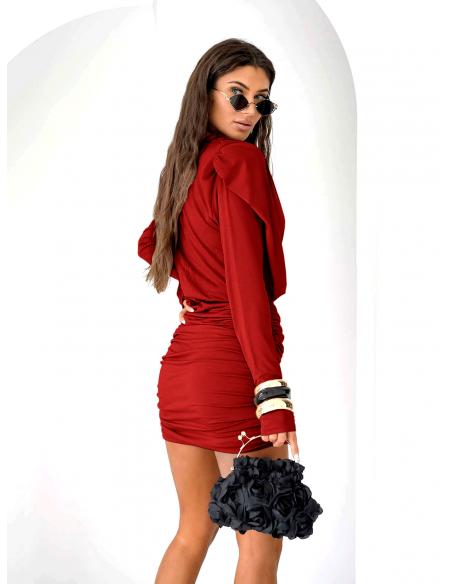 Wiskozowa sukienka mini z marszczeniem LOTTA - czerwona