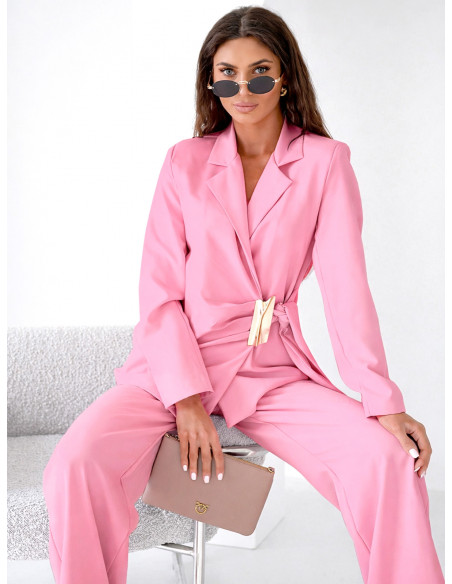 Garnitur marynarka i szerokie spodnie ORION - pudrowy róż