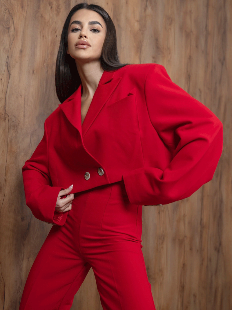 Krótka marynarka oversize ESMINA - czerwona