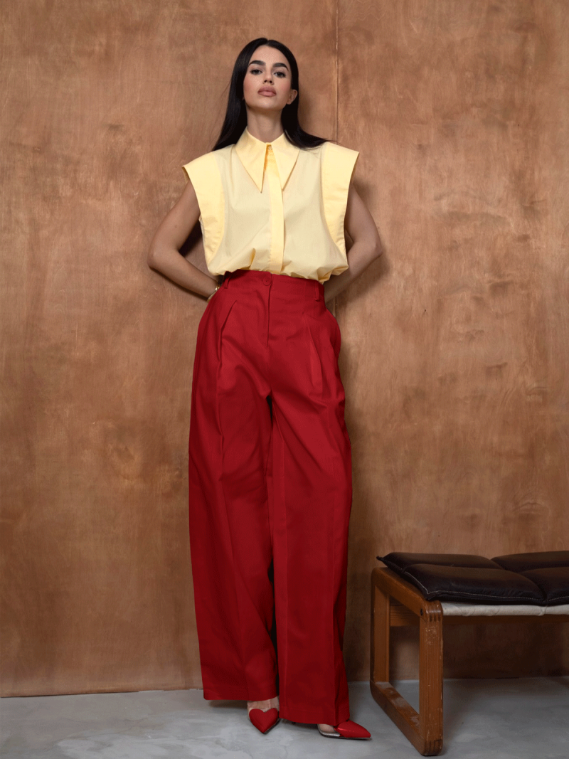 Eleganckie szerokie spodnie z kantem...