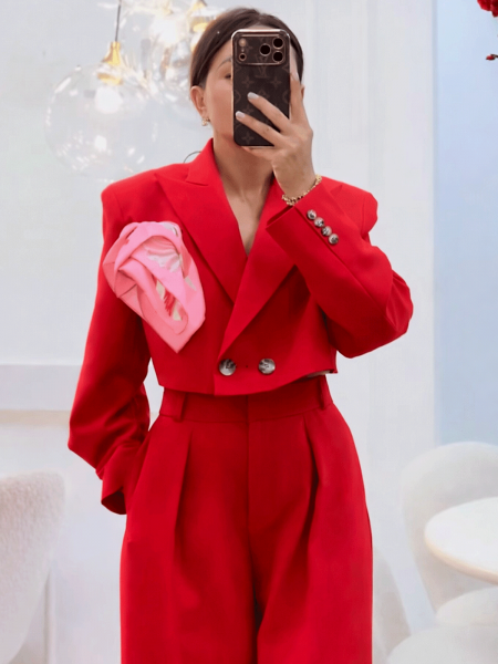 Krótka marynarka oversize ESMINA - czerwona