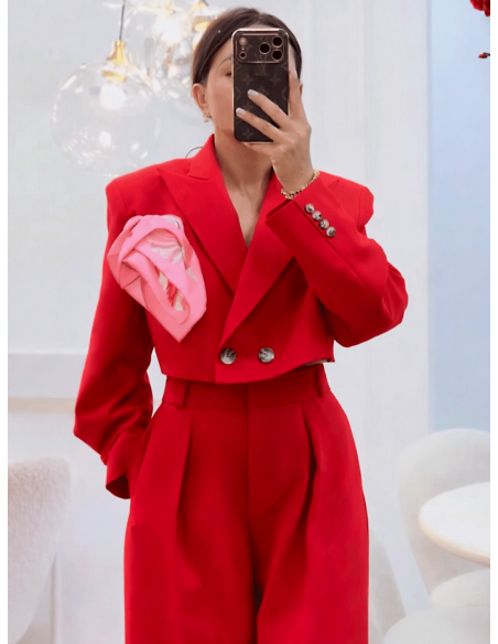 Krótka marynarka oversize ESMINA - czerwona