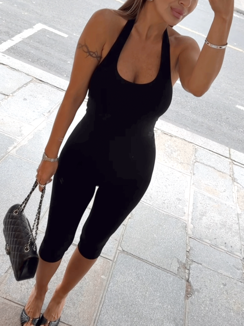 Sportowy kombinezon na ramiączkach SINTO - czarny