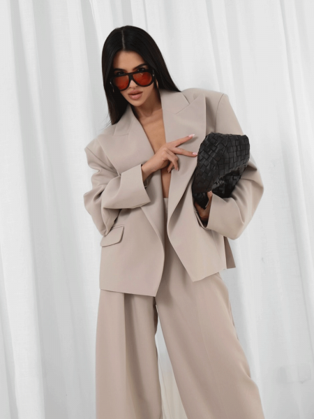 Stylowa marynarka oversize GILIS - cappuccino 2