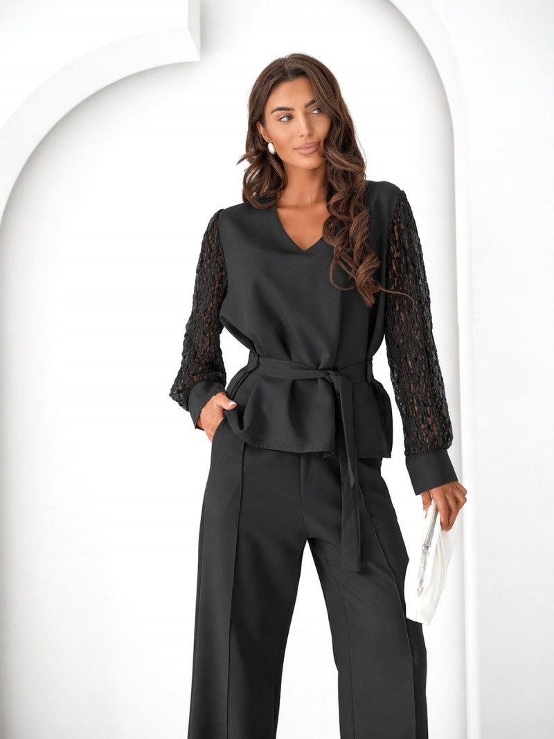 Komplet bluzka z rękawami z koronki i...