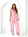Stylowy kombinezon z szerokimi nogawkami MODEA - pudrowy róż