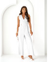 Stylowy kombinezon z szerokimi nogawkami MODEA - biały