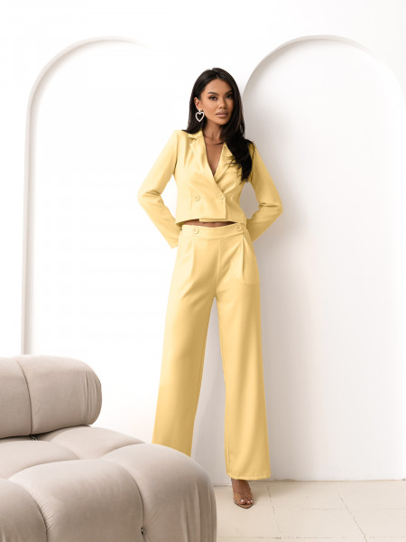 Garnitur marynarka i szerokie spodnie LUTTA - cytrynowy 2