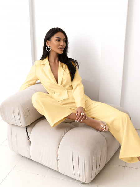 Garnitur marynarka i szerokie spodnie LUTTA - cytrynowy