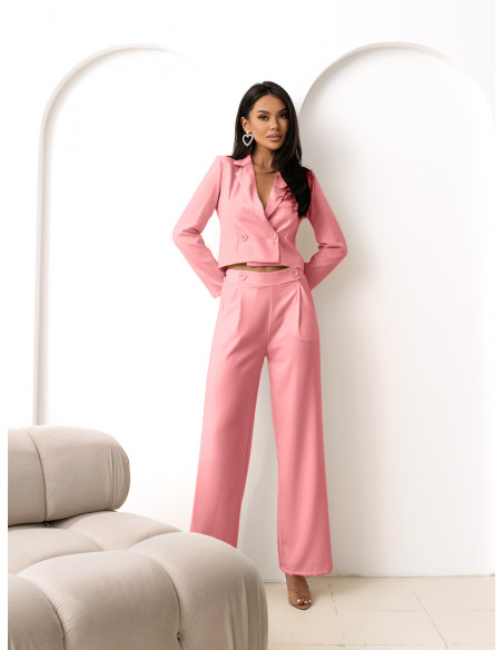 Garnitur marynarka i szerokie spodnie LUTTA - pudrowy róż