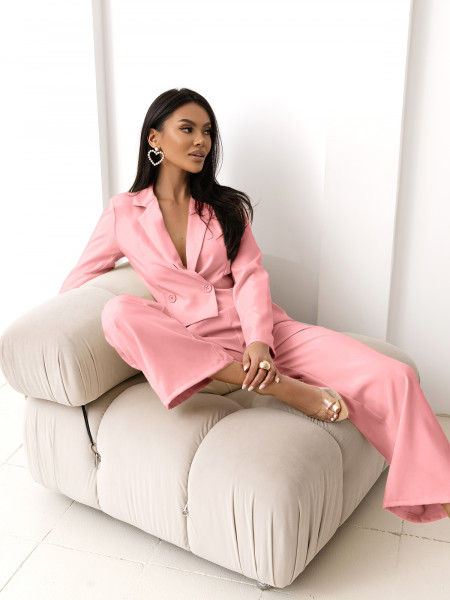 Garnitur marynarka i szerokie spodnie LUTTA - pudrowy róż 2