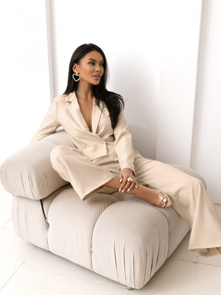 Garnitur marynarka i szerokie spodnie LUTTA - beżowy