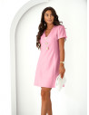 Sukienka mini z bufiastym rękawkiem MELVIA - pudrowy róż