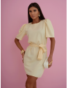 Sukienka mini z krótkim rękawem i paskiem OLIVRA - bananowa