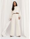 Masełkowy komplet z szerokimi spodniami POSY - śmietankowy