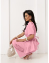 Stylowy komplet z szerokimi spodniami ZEFRA - pudrowy róż