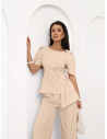 Stylowy komplet z szerokimi spodniami ZEFRA - beżowy