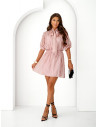 Koronkowa sukienka mini z wiązaniem VIVELLA - brudny róż