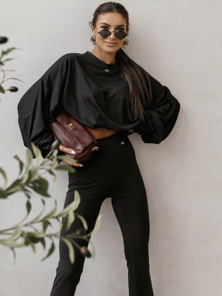 Stylowa bluza oversize ze ściągaczem LURENA - czarna