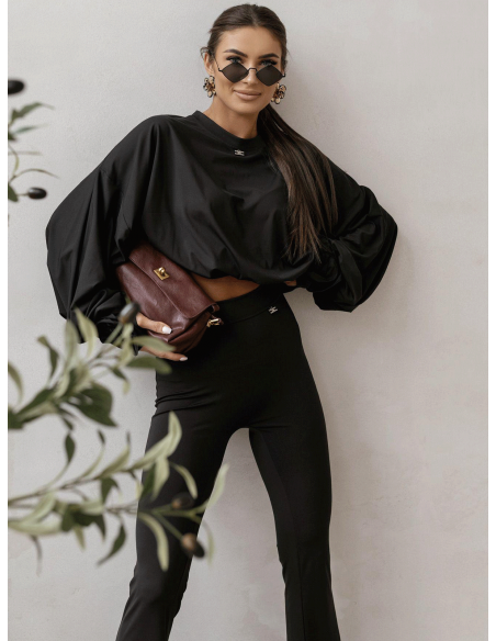 Stylowa bluza oversize ze ściągaczem LURENA - czarna