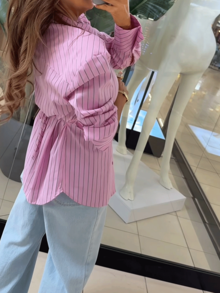 Bawełniana koszula z wiązaniem z tyłu TORIELA - różowa 2