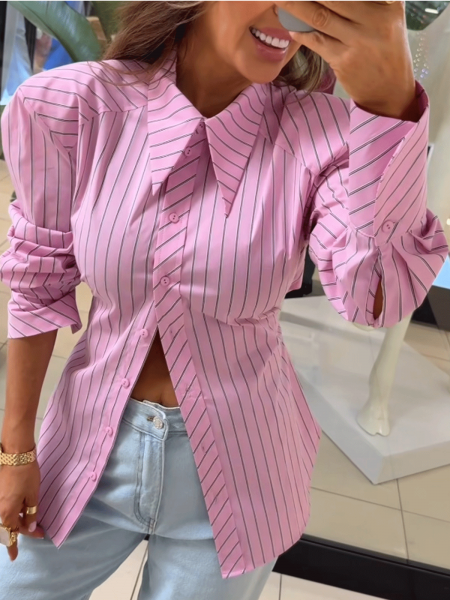 Bawełniana koszula z wiązaniem z tyłu TORIELA - różowa