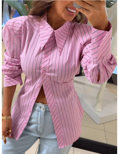 Bawełniana koszula z wiązaniem z tyłu TORIELA - różowa