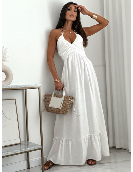 Bawełniana sukienka maxi SOVELLA - biała