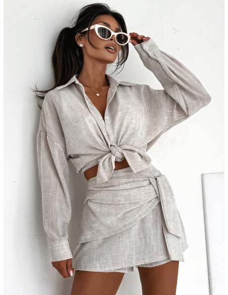 Bawełniany komplet ze spódnico-spodenkami MORELIA - mocca