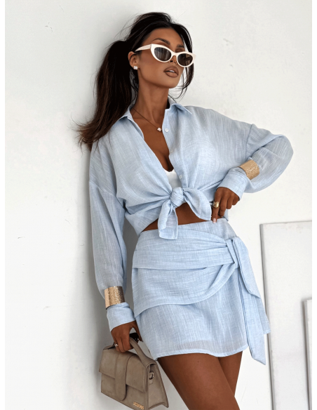 Bawełniany komplet ze spódnico-spodenkami MORELIA - błękitny