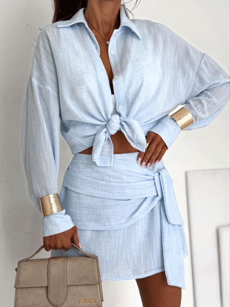 Bawełniany komplet ze spódnico-spodenkami MORELIA - błękitny 2