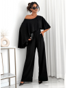 Stylowy bawełniany komplet z szerokimi spodniami MIRALYN - czarny
