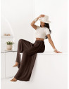 Wiskozowe szerokie spodnie NOVELLEA - czekoladowe