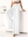 Wiskozowe szerokie spodnie NOVELLEA - białe