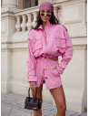 Krótka stylowa kurtka jeansowa SELVINA - różowa