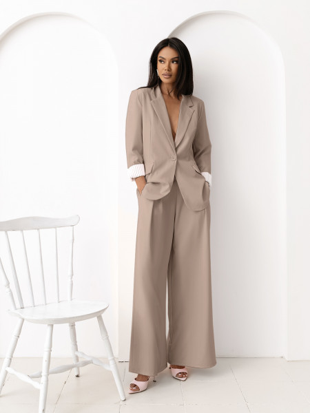 Garnitur marynarka i szerokie spodnie VIVIO - mocha mousse 2