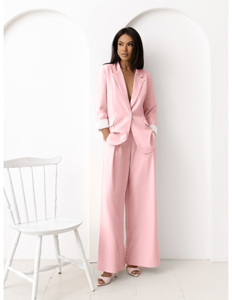 Garnitur marynarka i szerokie spodnie VIVIO - pudrowy róż