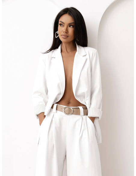 Garnitur marynarka i szerokie spodnie VIVIO - biały