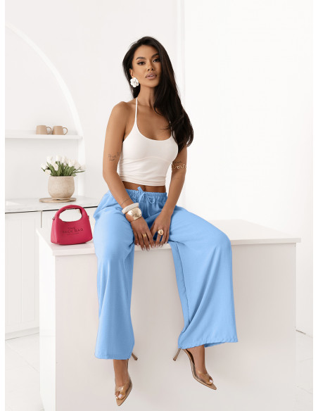 Stylowe szerokie spodnie FEMMORA - błękitne