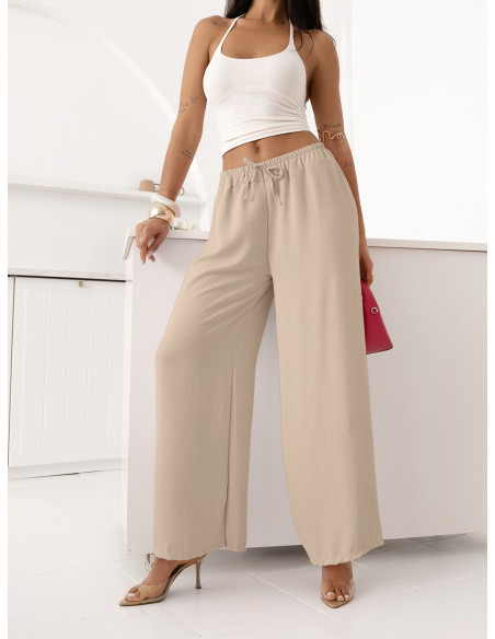 Stylowe szerokie spodnie FEMMORA - beżowe