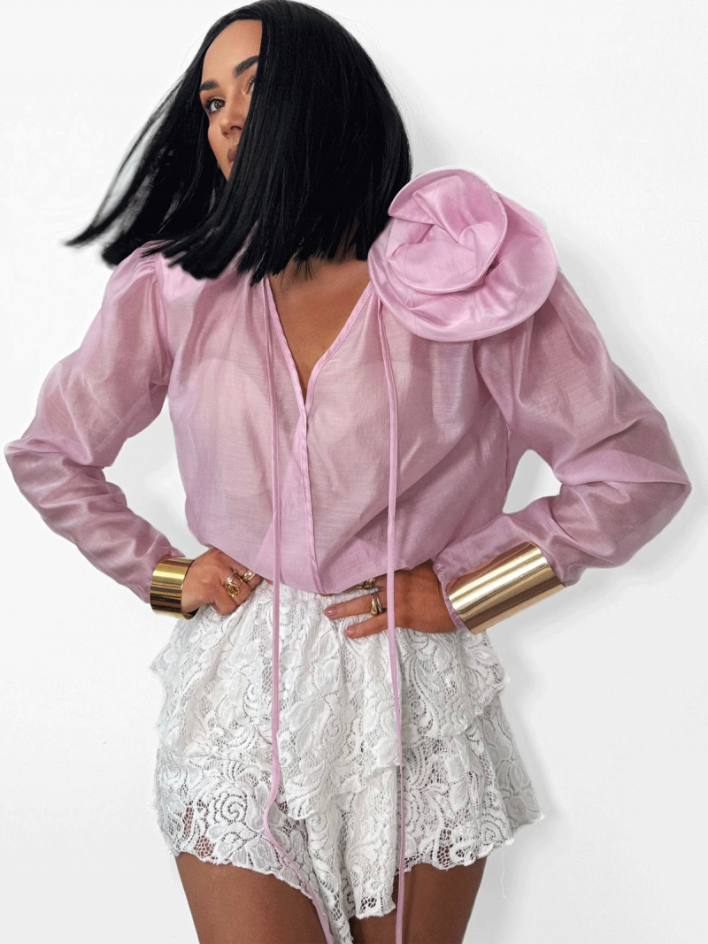 Wiskozowa bluzka koszulowa z kwiatem...