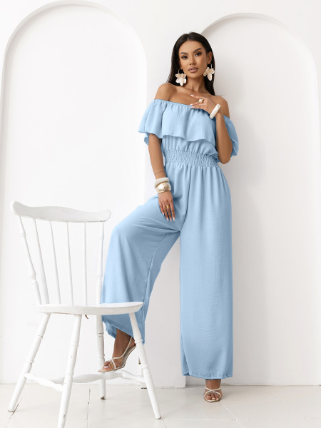 Kombinezon z odkrytymi ramionami BELVORIA - błękitny