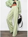 Eleganckie spodnie z szeroką nogawką ELIANNE - matcha