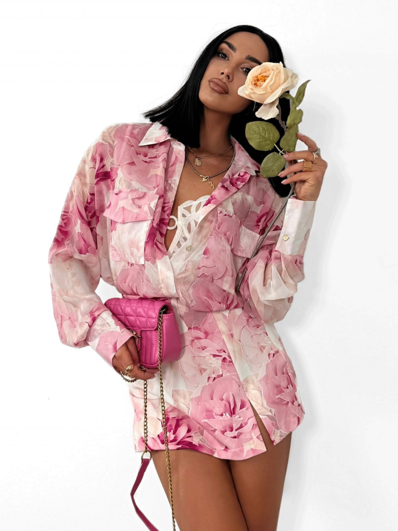 Wiskozowa bluzka koszulowa w print...