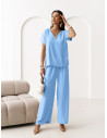 Komplet bluzka z szerokimi spodniami LAVENTA - błękitny