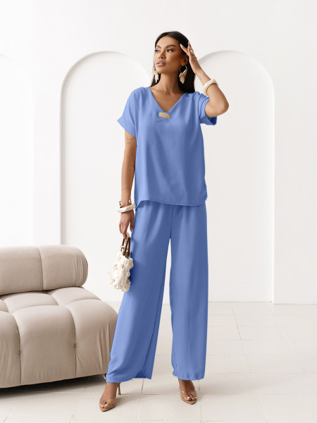 Komplet bluzka z szerokimi spodniami LAVENTA - niebieski 2