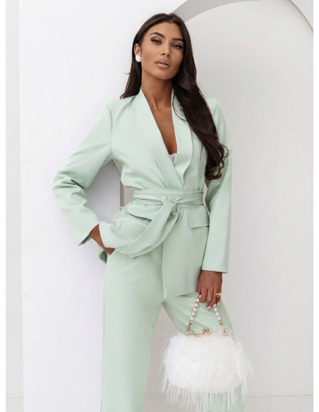 Garnitur marynarka i proste spodnie NIRALI - miętowy