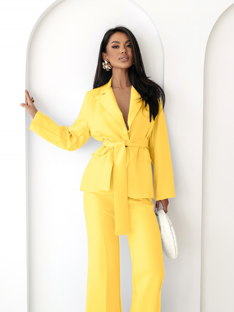 Garnitur marynarka i proste spodnie SENAY - cytrynowy