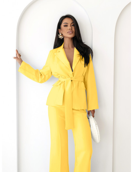 Garnitur marynarka i proste spodnie SENAY - cytrynowy